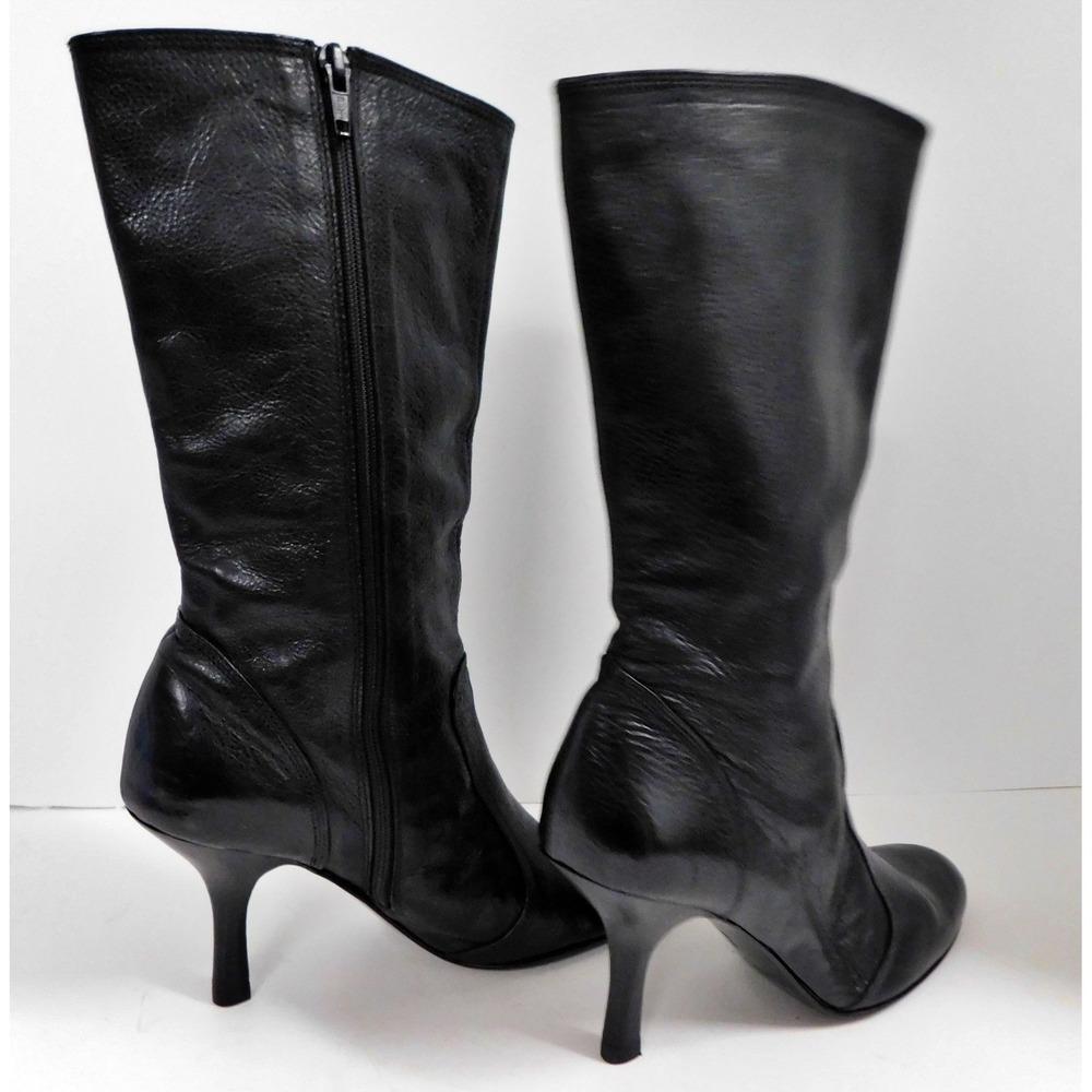 Coach Calf Height Black Leather High Heel Boots ANNA  Italy 6‎ B - Picture 4 of 7